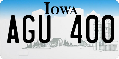 IA license plate AGU400