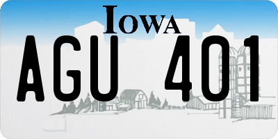 IA license plate AGU401