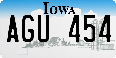 IA license plate AGU454