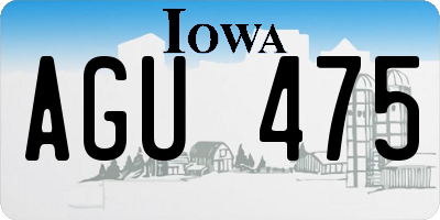 IA license plate AGU475