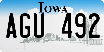 IA license plate AGU492