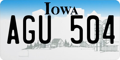 IA license plate AGU504