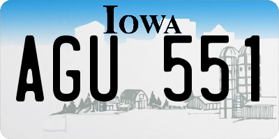 IA license plate AGU551
