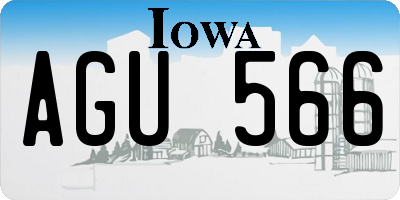 IA license plate AGU566