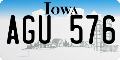 IA license plate AGU576