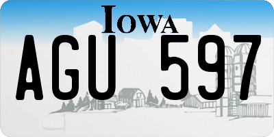 IA license plate AGU597