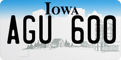 IA license plate AGU600