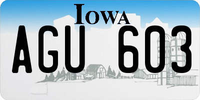 IA license plate AGU603