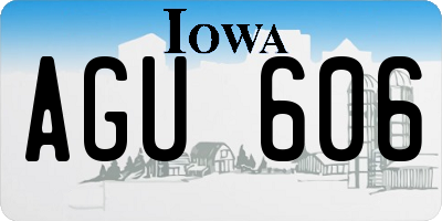 IA license plate AGU606