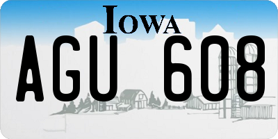 IA license plate AGU608