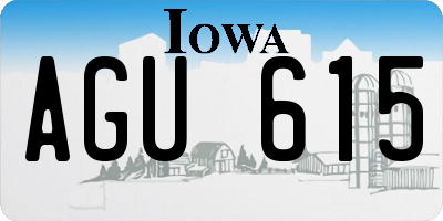IA license plate AGU615