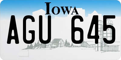 IA license plate AGU645