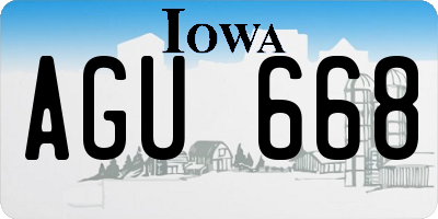 IA license plate AGU668