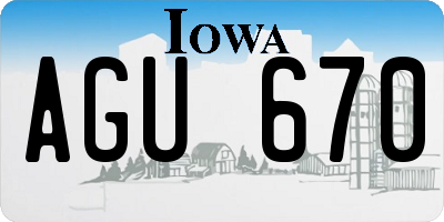 IA license plate AGU670