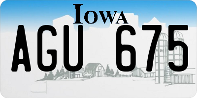 IA license plate AGU675