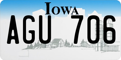 IA license plate AGU706