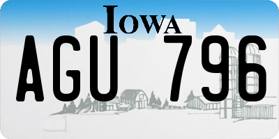IA license plate AGU796