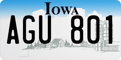 IA license plate AGU801