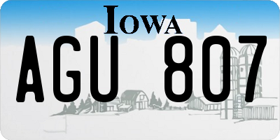 IA license plate AGU807