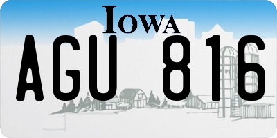 IA license plate AGU816