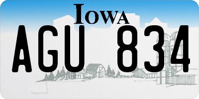 IA license plate AGU834