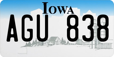 IA license plate AGU838