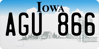 IA license plate AGU866