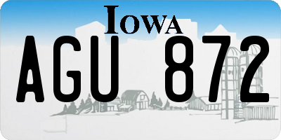 IA license plate AGU872