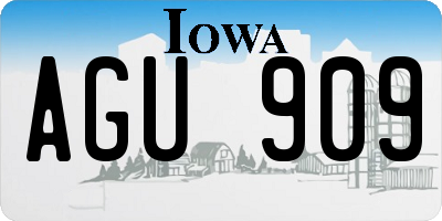 IA license plate AGU909