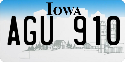 IA license plate AGU910