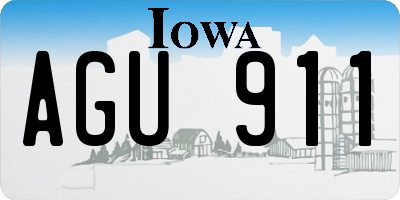 IA license plate AGU911