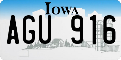 IA license plate AGU916