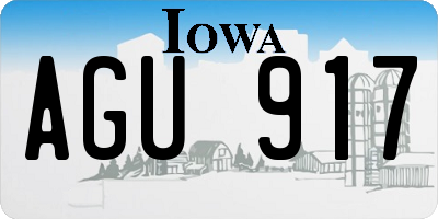 IA license plate AGU917