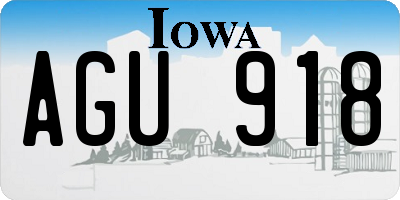 IA license plate AGU918