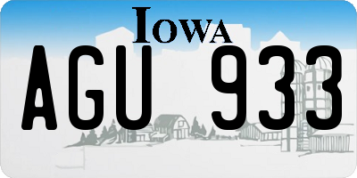 IA license plate AGU933