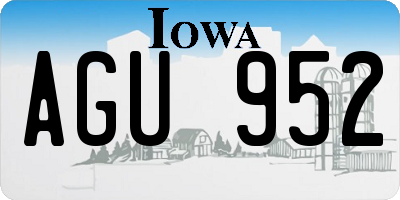 IA license plate AGU952