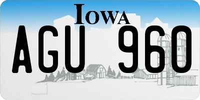 IA license plate AGU960