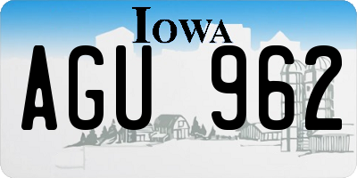IA license plate AGU962