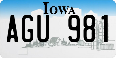 IA license plate AGU981