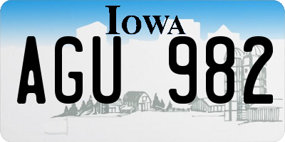 IA license plate AGU982