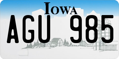 IA license plate AGU985