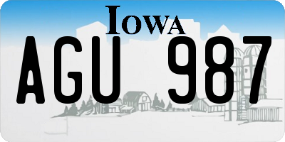 IA license plate AGU987