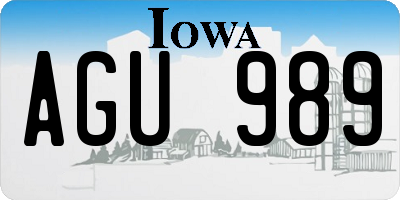 IA license plate AGU989