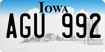 IA license plate AGU992