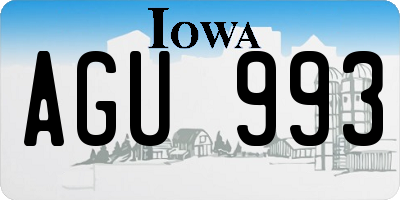 IA license plate AGU993