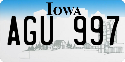 IA license plate AGU997