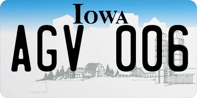 IA license plate AGV006