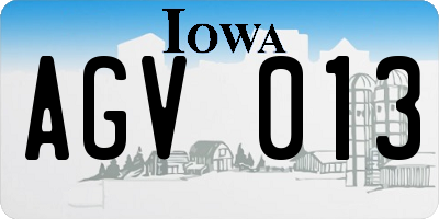 IA license plate AGV013