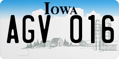 IA license plate AGV016