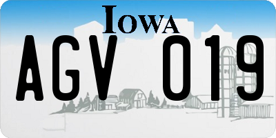 IA license plate AGV019